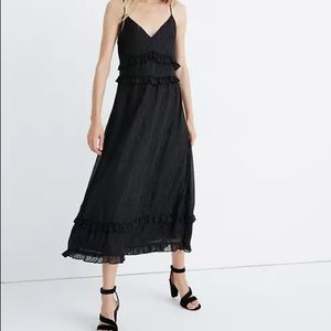 Madewell | Black Shimmer Ruffle Cami Dress | 4